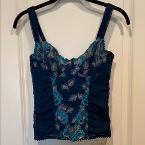 Prima Donna Floral Blue Bustier, Size 32D
